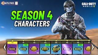 Season 4 All Characters Codm | Battle Pass + Free & Paid Characters Cod Mobile 2022