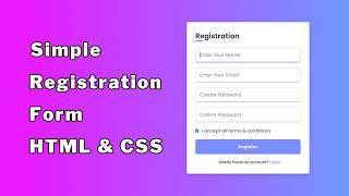Simple Registration Form using HTML & CSS  | No JavaScript