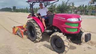 Cleaning Beach with Tractor in Vietnam