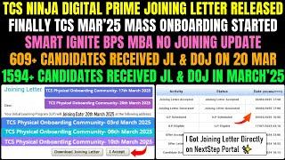 TCS Ninja Digital Prime, Upgrade Joining Letter Released | Smart, Ignite, MBA, Reschedule No Joining