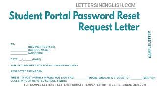 Student Portal Password Reset Request Letter - Sample Letter to School Student Portal Password Reset