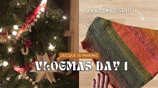 Vlogmas Day 1 | Finished Shift Cowl, Knitting with Friends, Making Gumbo, Trader Joes Haul