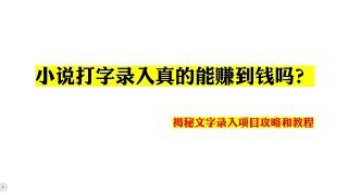 小说打字录入真的能赚到钱吗？揭秘文字录入项目攻略和教程---打字赚钱在线互联网赚钱|2023最新快速赚钱|youtube网络手机赚钱项目|全自动挂机躺赚手机电脑兼职副业|录入赚钱|文字录入