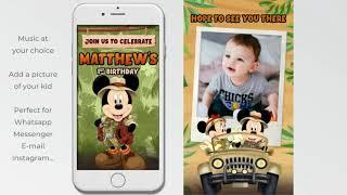 Mickey Safari Video invitation for Birthday