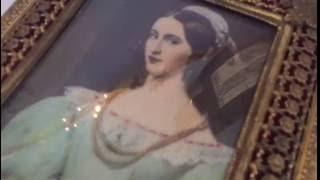 Antique Reuge Music Box with Hand Painted Miniature Portrait over Celluloid