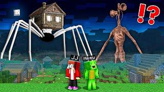 JJ & Mikey Found BIGGEST SIREN HEAD vs HOUSE HEAD Battle At Night in Minecraft - Maizen JJ Mikey