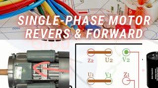 Single phase motor wiring with 2 capacity-reverse and forward