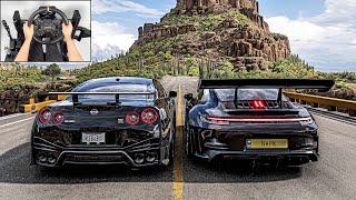 Nissan GTR R35 Nismo & Porsche 911 GT3 RS CONVOY | Forza Horizon 5 | Steering Wheel Gameplay