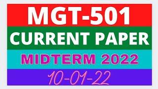 MGT501 Midterm current paper 2022 | VU Short Notes | Virtual University