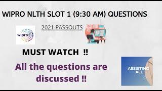 WIPRO NLTH 2021 - SLOT 1 Questions!!! CRACK Wipro NLTH !!