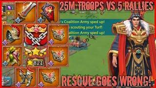 lords mobile: TRIPLE RALLIES INCOMING RESCUE SQUAD GOES WRONG! MYTHIC RALLY TRAP MIX 700% DEFENCE!