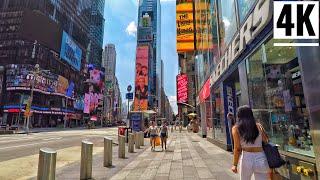 ⁴ᴷ⁶⁰ Walking Times Square New York City via W 52nd Street & Broadway to 42nd Street (July 23, 2020)