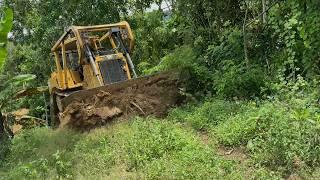 Bulldozer CAT D6R XL Takes On Mountain Road Construction - Amazing Power