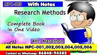 Research Methods In Psychology  | MPC-005 |Complete Book In One Video Exam Notes || IGNOU UNIVERSITY