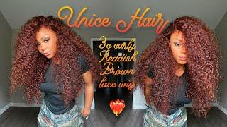 customizing my lace on my head + reddish brown 3c curl ft Unice Hair 