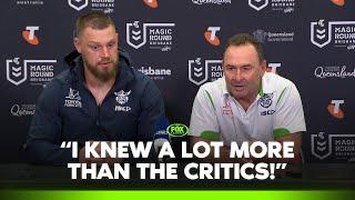 Ricky praises Canberra culture after win despite sin bins! | Raiders Press Conference | Fox League