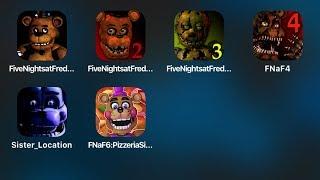 Freddy Fazbear's Pizzeria Simulator,FNAF Sister Location,FNaF 4,FNaF 3,FNaF 2,Five Nights at Freddys