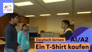 Deutsch lernen mit PASCH-net (A1/A2): Wie sagt man …? Ein T-Shirt kaufen.