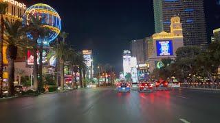 Driving Downtown Las Vegas & Las Vegas Strip at Night