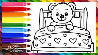 Draw and Color a Cute Bear in Bed ️ Drawings for Kids