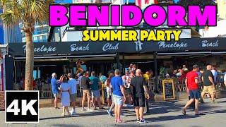  Party Town Benidorm Spain Summer Party  4K Walk