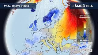 Kuukausiennuste lämpötiloista 27.12.2024