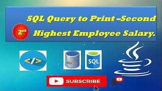 SQL Query to Find Second Highest Employee Salary. #frequentlyaskedquestion #sqlqueries #sql #mysql