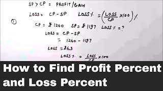 How to Calculate Profit and Loss Percent / How to Find  Percentage Profit and Loss / Profit % Loss %