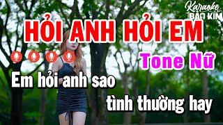 Karaoke Hỏi Anh Hỏi Em Tone Nữ | Nhạc Sống Âm Thanh Đẳng Cấp Dễ Hát Nhất | Karaoke Bảo Kim