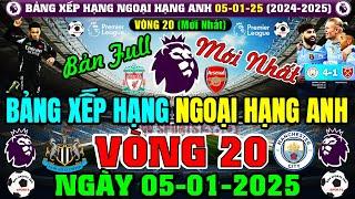 Bảng Xếp Hạng Ngoại Hạng Anh 2024/2025 Mới Nhất Vòng 20 | Ngày 5/1/2025 | LIV Top 1 (Bản Full Nhất)