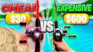 WORTH IT?? $30 vs. $600 Fishing Rod & Reel CHALLENGE!!! (MOST FISH WINS)