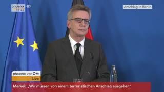 Anschlag in Berlin: Pressekonferenz mit Thomas de Maizière am 20.12.2016