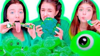 ASMR Eating Only One Color Food Challenge! Green Food Best Video Compilation