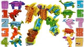 Transforming Dinosaur Numbers! Combine to Form a Giant Robot!