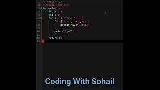 Pattern 23 || C Programming || Coding With Sohail #shorts