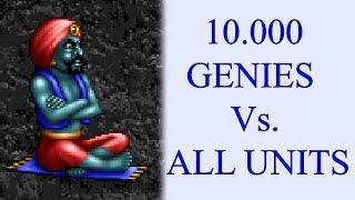 10.000 Genies Vs. Knight, Barbarian, Sorceress and Warlock units - Heroes of Might and Magic I