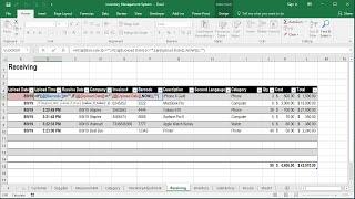 Inventory Management System Part 2- Creating Receiving Sheet - Vlookup - Dropdown List - Time Record