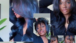 HOW TO : Curtain Bangs w. Layers on a Curly Wig .& How I Style My Curtain Bangs.