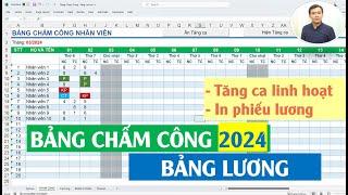 BẢNG CHẤM CÔNG và BẢNG LƯƠNG bằng Excel rất hay: Giờ công và giờ tăng ca