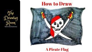 How to draw a pirate flag easy