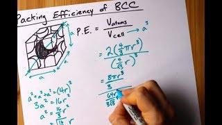 Find the Packing Efficiency of Body-Centred Cubic (BCC) (0.68)