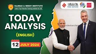 12 July 2024 Today Analysis in English by Vajirao & Reddy Institute