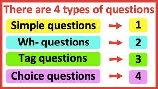 What are the 4 types of questions?  | Simple, Wh-, tag & choice questions | Learn with examples