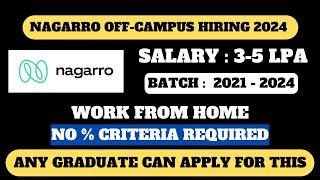 NAGARRO OFF CAMPUS HIRING | 2021-2024 ELIGIBLE | ANY GRADUATE | SALARY: 4+ LPA | Work From Home