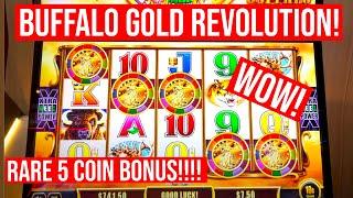 SUPER RARE! 5 COIN BONUS ON BUFFALO GOLD REVOLUTION SLOT!!!