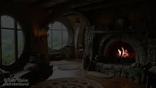 Cozy Hobbit Home on a Rainy Evening - Relaxing Fireplace w/ Soothing Rainfall Sounds / Deep Sleep