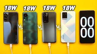 Vivo Y21 V Xiaomi Redmi 10 V Infinix Hot 11S V Tecno Camon 18T|Charging Speed Test|18W Fast Charging