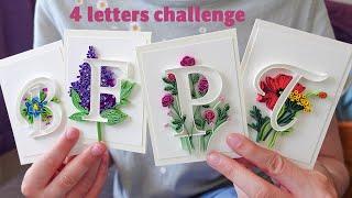 4 letters challenge: B,F,P,T - Paper Quilling Typography Art - Mini Cards