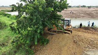 Full Videos Excellence! Bulldozer KOMATSU D58P and 24Ton Truck Base Boundary Ring Road Building