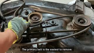 2004 Craftsman GT5000 V-Belts Removal & Replacement (Part 2) THE BELTS AND BRACKET